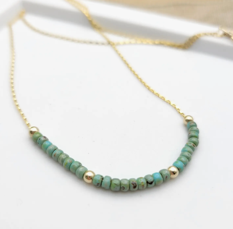Gold & Turquoise Beaded Necklace