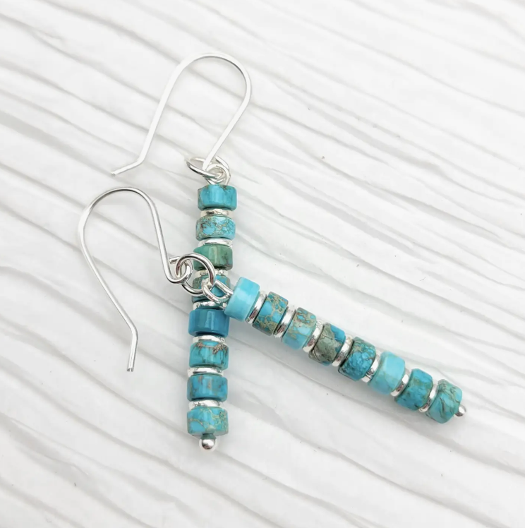 Vibrant Blue Turquoise Dangle Boho Earrings