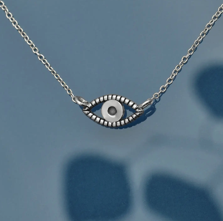 Sterling Silver All Seeing Eye Necklace 18 inch