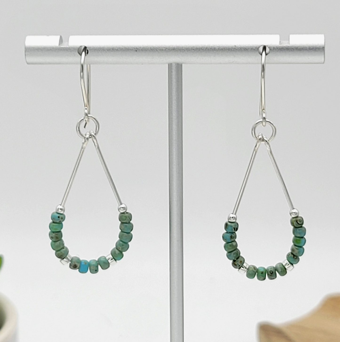 Sterling Silver Hoops with Turquoise Beads